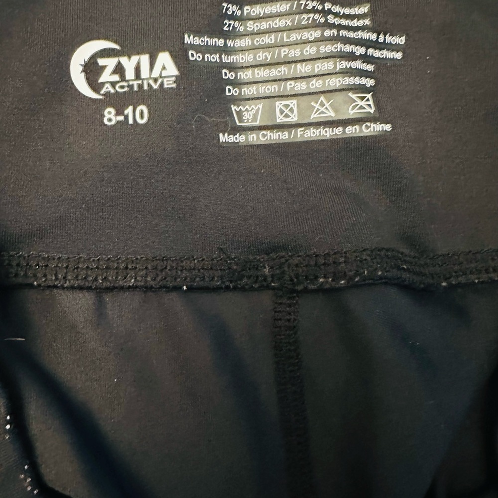 ZYIA Black 7/8 Leggings with Gold Metallic Flake Womens 8-10 - Picture 5 of 7